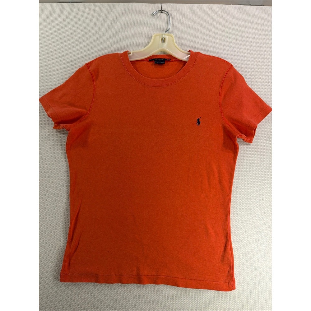 Ralph Lauren Sport Womens Orange Crew Neck Short Sleeve T-Shirt Size L